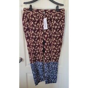 Elizabeth and James Shelton Silk Trouser - Black Cherry / Blue